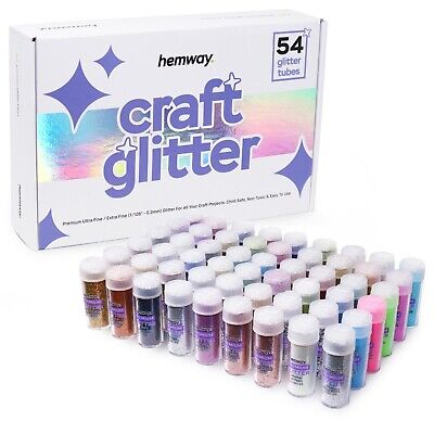 Hemway 54 X 9.6g Craft Glitter Tube Box Ultrafine Art Epoxy Candle Cosmetic SAFE • 16.33€