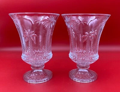 "JARRÓN HURACÁN GODINGER palmera vidrio transparente pesado South Beach tropical 7,5""" Foto 1 de 4