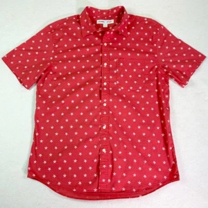 Old Navy Men's Shirt Red Large Short Sleeve Button Up Stars 4th of July USA - Picture 1 of 6