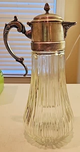 Vintage italienische geschliffene Kristall Karaffe Silber Teller Glas weinrot Weinkrug 14" - Bild 1 von 8