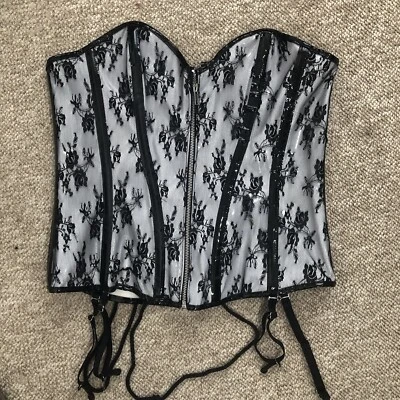 Nuevo con etiquetas Corsé Bustier Allure Cuero Aspecto Húmedo Vinilo PVC y Encaje Talla XL Foto 1 de 4