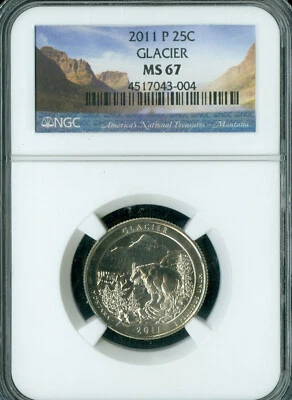 2011 P GLACIER PARKS QUARTER NGC MS67 PQ   . - Image 1 of 2