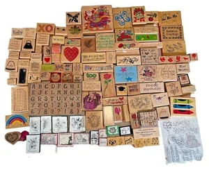 Rubber Stamps Lot of 100+ Assorted Brands Plus 2 sets of Alphabet New and Used - Picture 1 of 11