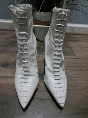 Schutz Mujer Punta Punta Stiletto Botines Cuero Blanco Talla 8.5B Foto 1 de 4