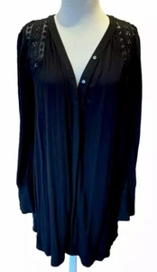 Free People Whimsigoth Dress Lace Embroidery Soft Romance XS/Sm Runs Lrg Black - Picture 1 of 17