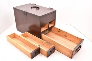 ANTIKE JAPANISCHE HOLZ SUZURIBAKO KALLIGRAPHIE TINTE SCHRIFT TANSU BOX SAFE - Bild 1 von 11