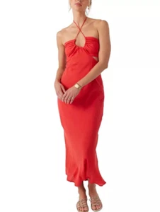 NWT $79.50 O'NEILL Women's XL Lila Solid Cutout Halter Maxi Dress SU3416008 - Picture 1 of 15