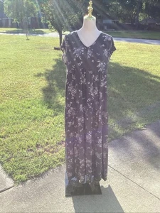 Wonderly Floral Maxi Tiered Dress Women’s Sz M Gray Boho Peasant Cottagecore - Picture 1 of 5