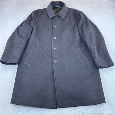 Brooks Brothers Coat Mens 46R Black 346 Cashmere Wool Blend Trench Overcoat Soft - Image 1 of 4
