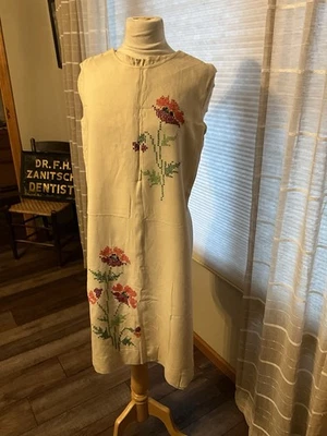 Vestido Vintage Años 60 Sin Mangas Cambio Crudo con Punto de Cruz Pequeño Foto 1 de 4