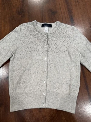 Jones New York Mujer Embellecido Seda Cachemir Cárdigan Talla S Color Gris Foto 1 de 4
