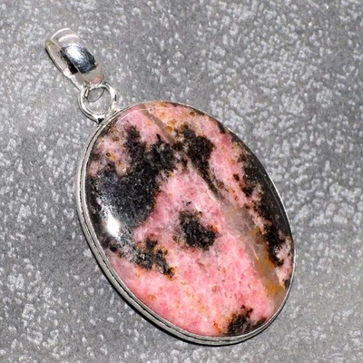Rhodonite 925 Silver Plated Handmade Pendant 2" Independence Day Sale GW - Image 1 of 3