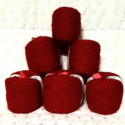Lote de hilo recuperado, rojo con brillo, 2 wt?, 897 yardas, mezcla acrílica suave Foto 1 de 3
