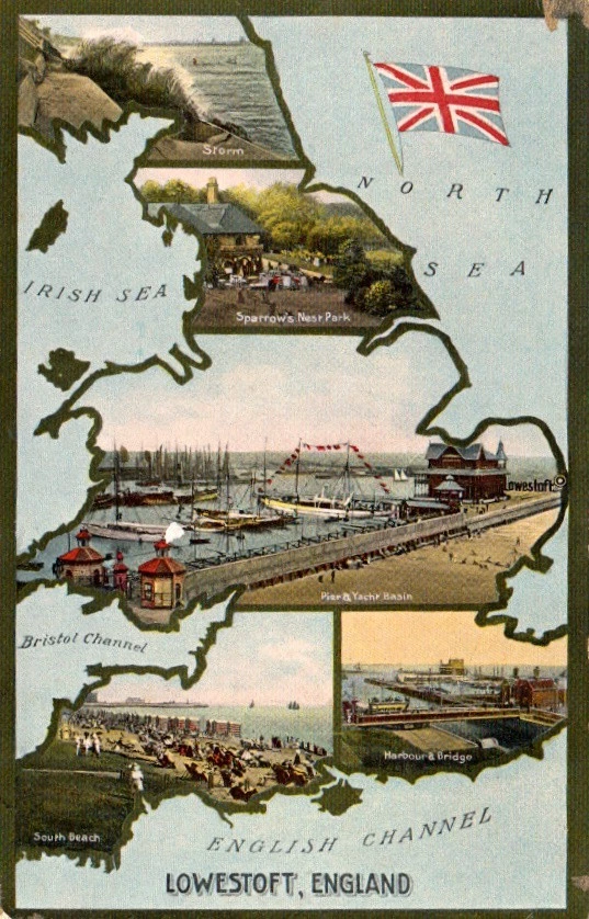 printed novelty  lowestoft postcard, 5 views  circa 1910 - Image 1 of 1