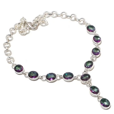 Mystic Topaz Gemstone Handmade 925 Solid Silver Jewelry Necklace Gifts For him - Image 1 of 4