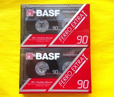 2x BASF Ferro Extra I 90 Cassette Tapes 1991-1993 + OVP + SEALED + - Image 1 of 2