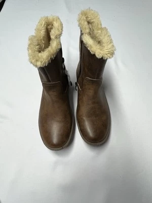 Spring Step Milagra Women's Boots Brown Vegan Side Zip Ankle Faux Fur Size 6.5 - Image 1 of 4