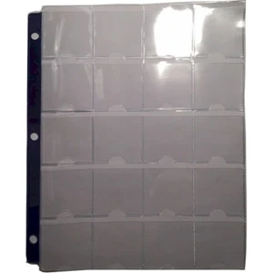5 pack Blue edged 20-coin-pocket pages for 3 ring binder - fits 2 x 2 holders! - Picture 1 of 3