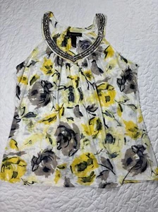 INC International Concepts gelbe ärmellose Bluse mit Blumenmuster und Nieten Größe Large - Bild 1 von 4