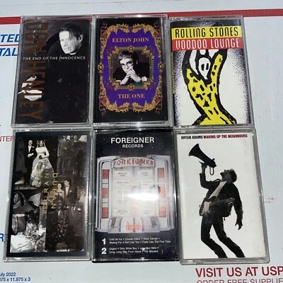 Lot Of  6 Vintage '80s Rock Cassettes Elton John Rolling Stones Foreigner Adams+ - Imagem 1 de 2