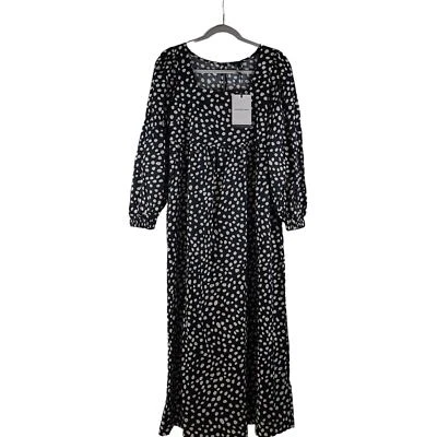 Who What Wear Dress Black Polka Dots XS Square Neck Maxi Pocket Loose Fit Midi - Image 1 of 4