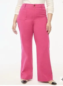 J Crew Pants Pink High Rise Wide Leg NWT Size 35 Tall Patch Pocket - Picture 1 of 10