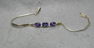 14kt YELLOW GOLD BRACELET- AMETHYST AND DIAMONDS - Picture 1 of 5