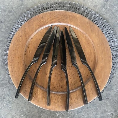 Cuchillos 6 piezas cubiertos negros acero inoxidable MCM Mod cubiertos pesados Foto 1 de 4