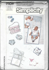 Simplicity Pattern #7109-Babies Diaper Bag-Changing Pad-Bib-Toy-Panties-Shoes - Picture 1 of 1