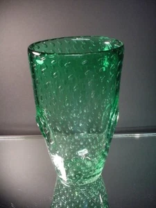 Vintage Fratelli Toso Hand Blown Green Shaded Bullicante Oval Vase Murano Eames - Picture 1 of 6