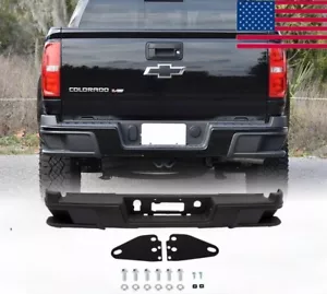 2015-2022 Chevy Colorado Canyon Black Steel Rear Step Bumper w/o Sensor Holes - Picture 1 of 15