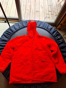 Cedar Key Quilt Lined Hooded Snap Up Orange Rain Jacket, Large - Picture 1 of 15