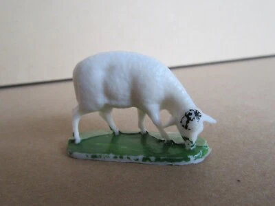 264P Jouet Ancien Plastique Allemagne Mouton Blanc Animal Domestique L 4,5 cm - Photo 1/4