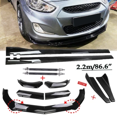 For Hyundai Accent Sedan Front Bumper Lip Spoiler Chin Splitter Gloss Black - Image 1 of 4