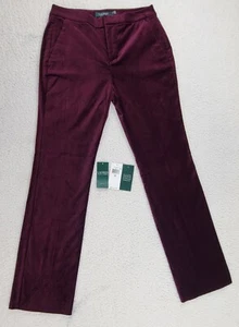 Pantalones de terciopelo Lauren Ralph Lauren para mujer 4P Petite rectos granate nuevos con etiquetas - Imagen 1 de 12