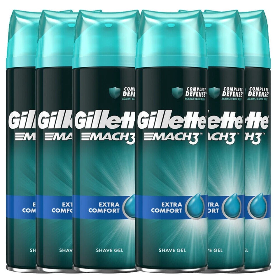 Gillette Mach3 Extra Comfort Men's Shaving Gel (6 x 200ml)