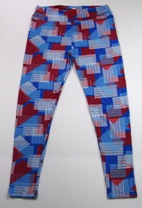 Damen-Leggings LulaRoe blau rot & weiß quadratischer Druck Gr. Tall & Curvy A20-40 - Bild 1 von 4