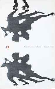 Original Vintage Poster Winter Holidays in Switzerland Ice Skating Travel 1966 - Picture 1 of 1