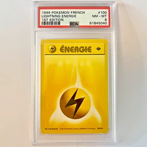 PSA 8 Lightning Energie 100 NM-M French Base Shadowless 1st Ed Pokemon 61845040 - Picture 1 of 2