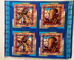 American Indian Chief & Buffalo Panel 36 x44 - Picture 1 of 5