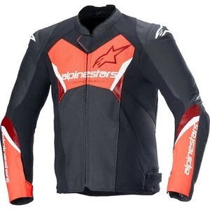 Faster v3 Airflow Leather Jacket - Black/Red Fluo - Size 38 3103625-1030-48 - Picture 1 of 4