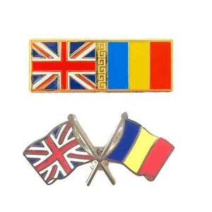 Set Of Two GB Union Jack UK & Romania Friendship Flags Enamel Lapel Pin Badges - Picture 1 of 6