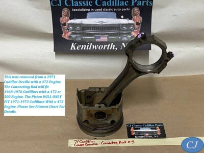 1971 71 Cadillac Coupe Deville 472/500 Engine CONNECTING ROD & PISTON #5 - Image 1 of 4