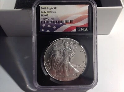 2018 MS 69 NGC American Silver Eagle Early Releases. BL12  - Image 1 of 2