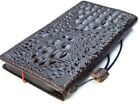 Genuine Leather Case For Iphone 15 14 13 12 11 Pro Max Wallet Book Crocodile Art
