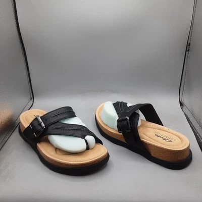 Sandalias de Tanga Clarks Brynn Madi Para Mujer 5.5M Cuero Negro A73 Foto 1 de 4