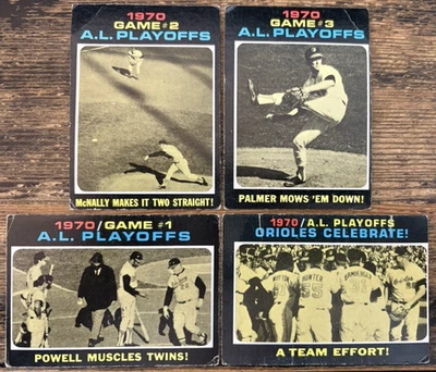 1971 年 Topps 巴尔蒂莫尔 ORIOLES A.L. Playoff 批量! #195-198 吉姆·帕尔默罗宾逊名人堂 — 第 1/2 张图片