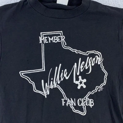 复古 Willie Nelson 粉丝俱乐部衬衫 XXS 德克萨斯乡村乐队 80 年代音乐会 — 第 1/4 张图片