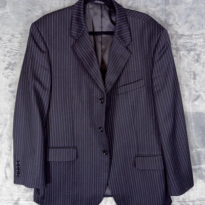 Chaqueta Blazer Jones New York Para Hombres 42R Lana Rayas Azul Marino Rayas Clásica Y2K Foto 1 de 4