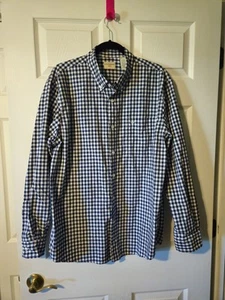 Camisa grande con botones a cuadros azul y blanca Docker para hombre - Imagen 1 de 5